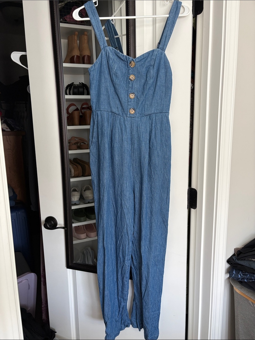 Old Navy Denim-Blue Button Front Jumpsuit